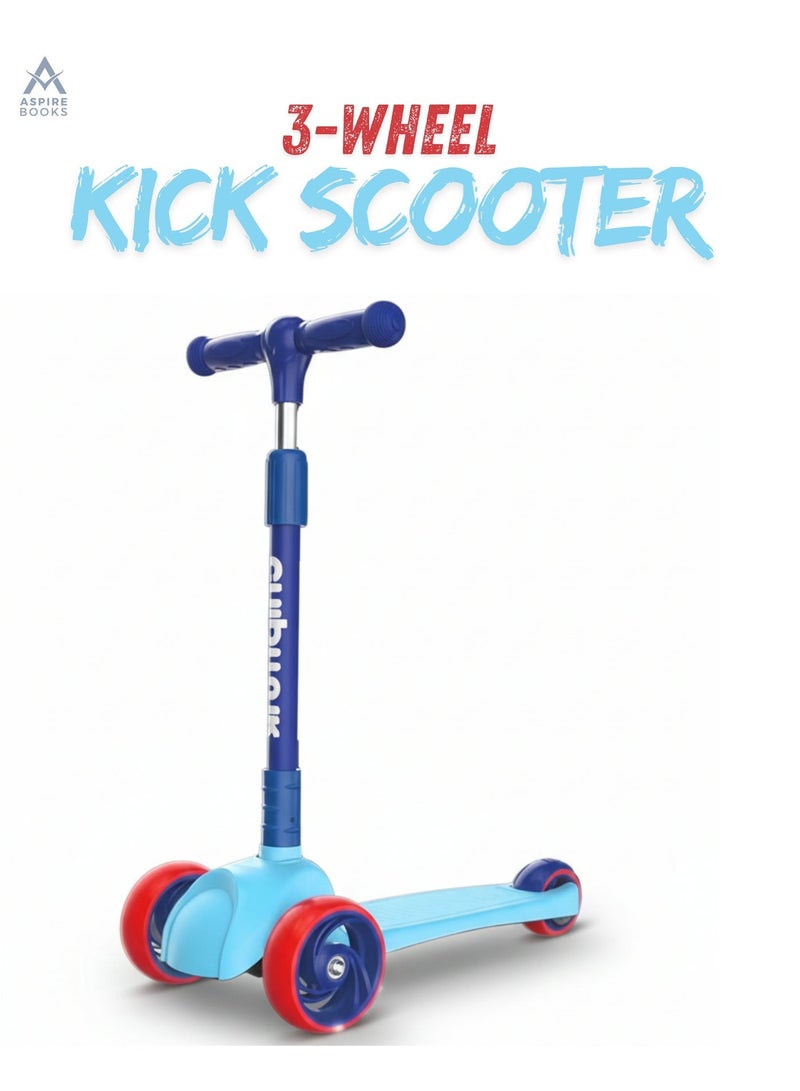 chipmunk 3-Wheel Kick Scooter for Kids & Toddlers – Adjustable T-Bar Handlebar with Lean-to-Turn Steering, Shock-Absorbing PU Wheels, Anti-Slip Deck, and Rear Brake – Safe & Lightweight Outdoor Glider for Boys (Blue) - Image 1